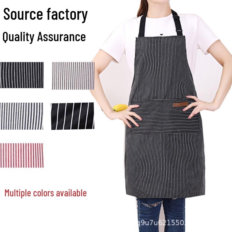 Cotton Linen Striped Halter Apron for Kitchen, Restaurant & Salon.