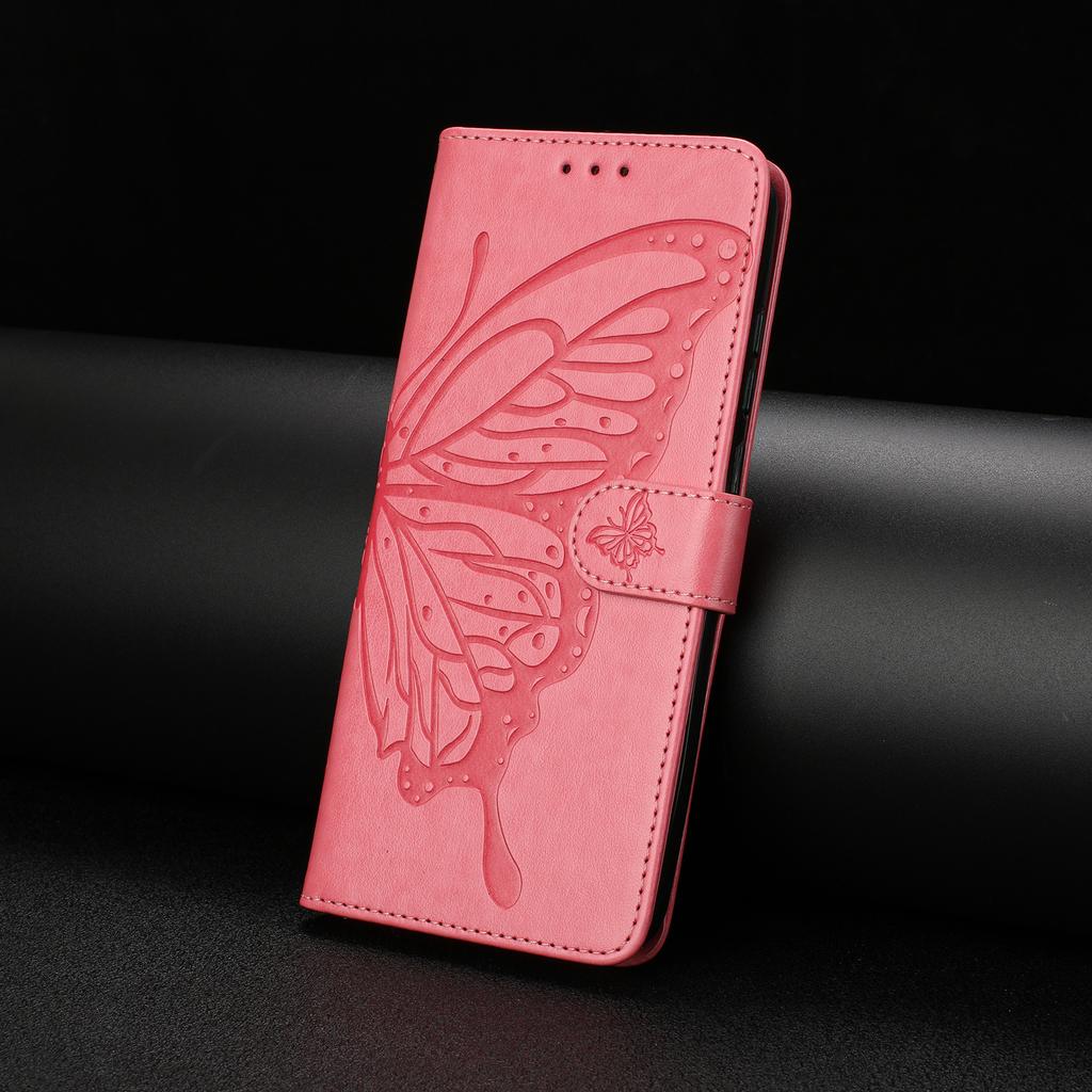 For Motorola Moto G55 5G Case Butterfly Imprinted Wallet Stand PU Leather Flip Phone Cover with Strap