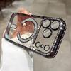 Flash drill magnetic attraction is suitable for iPhone17PROMAX mobile phone case, transparent electroplating with lens film, Apple 16 protective case.