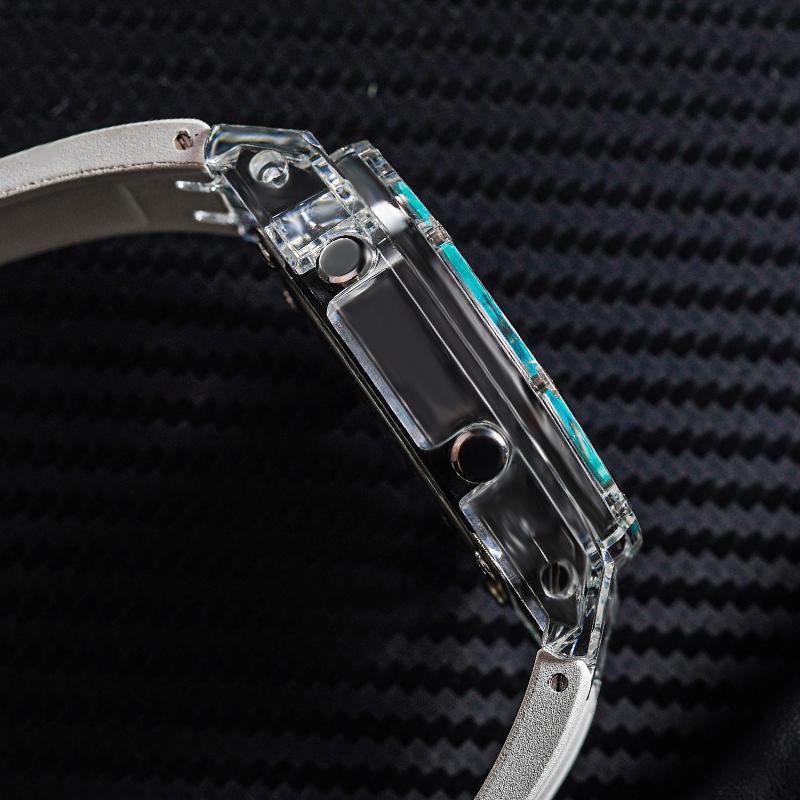 Casio Customized Watch Modified Series Ice-through Trend Modified Waterproof Luminous Quartz Men and Women Same Style Blue Di GA-2100-1A
