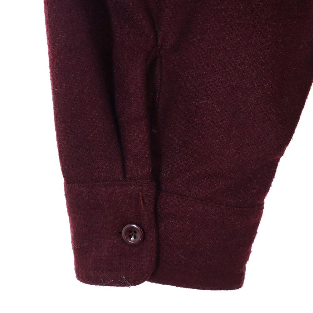 VINTAGE 50s 60s Open collar Long sleeve Open collar shirt Bordeaux Men's Used