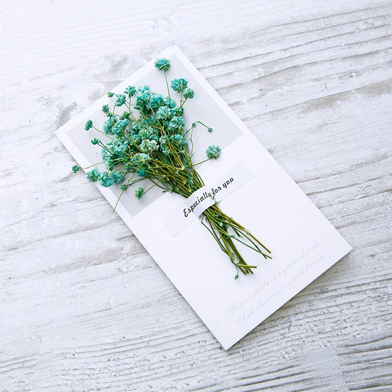 1pcs Gift Cards Wedding Invitation Starry Sky Dried Flowers Handwritten Blessing Birthday Thank You Mother's Day Gift Card