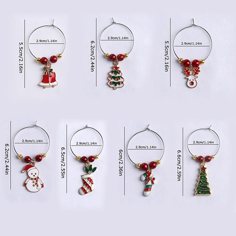 1/10 ks Prsten Svátky Kreslený Tvar Kreativní Víceprvkový Jemný Cyklus Vánoce Slitina Zinku Značka na Sklenici Identifikátor Nápoje Dekorace na Sklenici na Víno