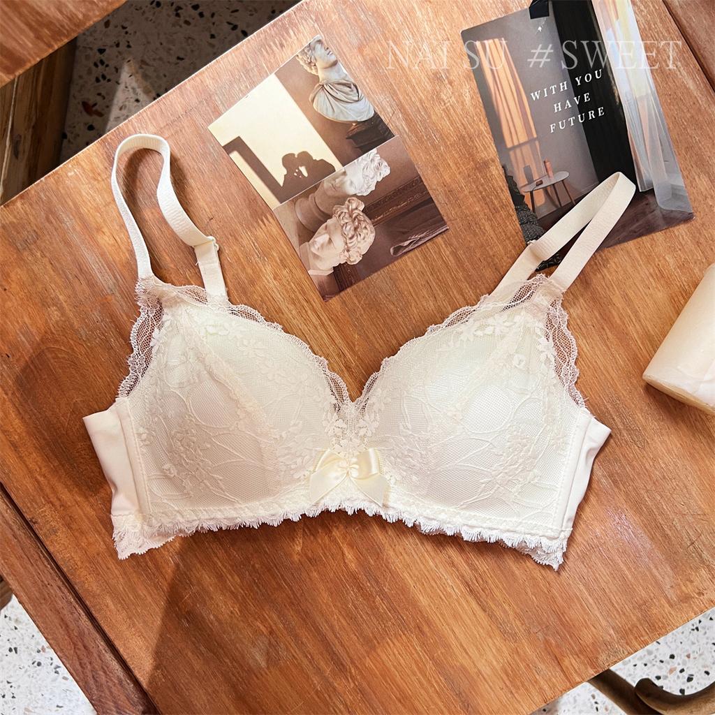Sexy Coquette Lace Wireless Push Up Lingerie Set, Shaping No-Gap Adjustable Bra Set for Small Bust Teen Women