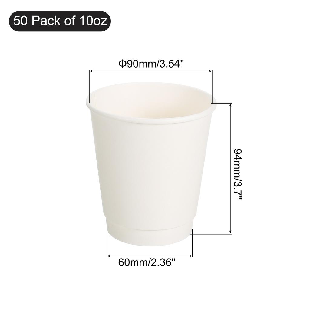 50pcs 270ml-700ml Double-Layer Disposable Coffee Cups White Paper Cup for Hot/Cold Water Milk Juice Tea for Party Picnic Travel