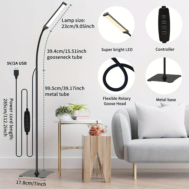 Tall Floor Lamp, Regular/Touch Model-With Remote Control, Adjustable Height & Brightness, 3 Color Modes