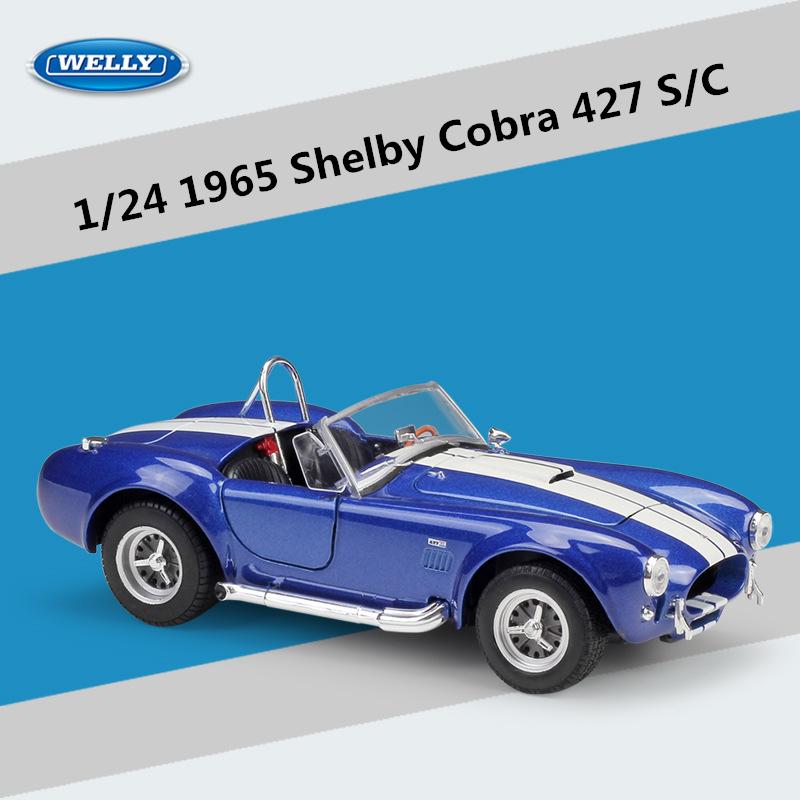 WELLY 1/24 1965 Shelby Cobra 427 S/C Alloy Classic Sports Car Model Diecasts Metal Retro Car Vehicles Model Simulation Kids Gift