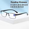 Fashion Men'S Square Large Frame Eyeglasses Spring-Loaded Legs Anti-Blue Light Reading Glasses For Near And Distance Use