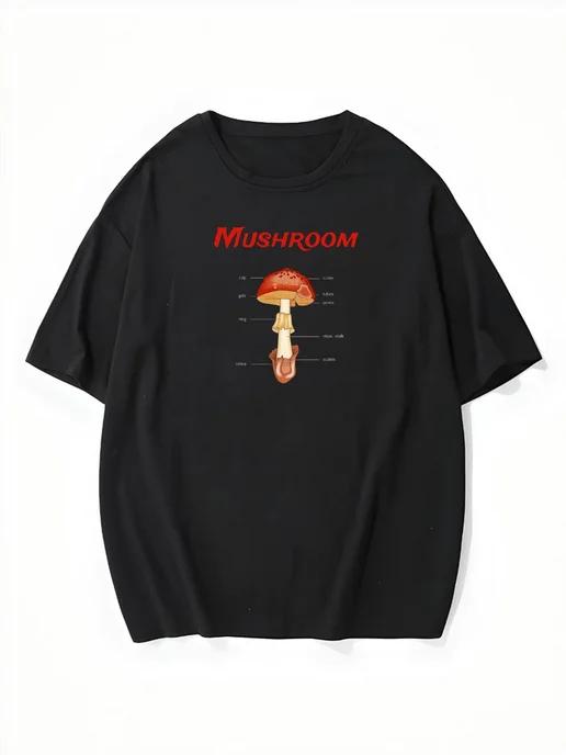 Oversized T-shirt with mushroom print 4XL