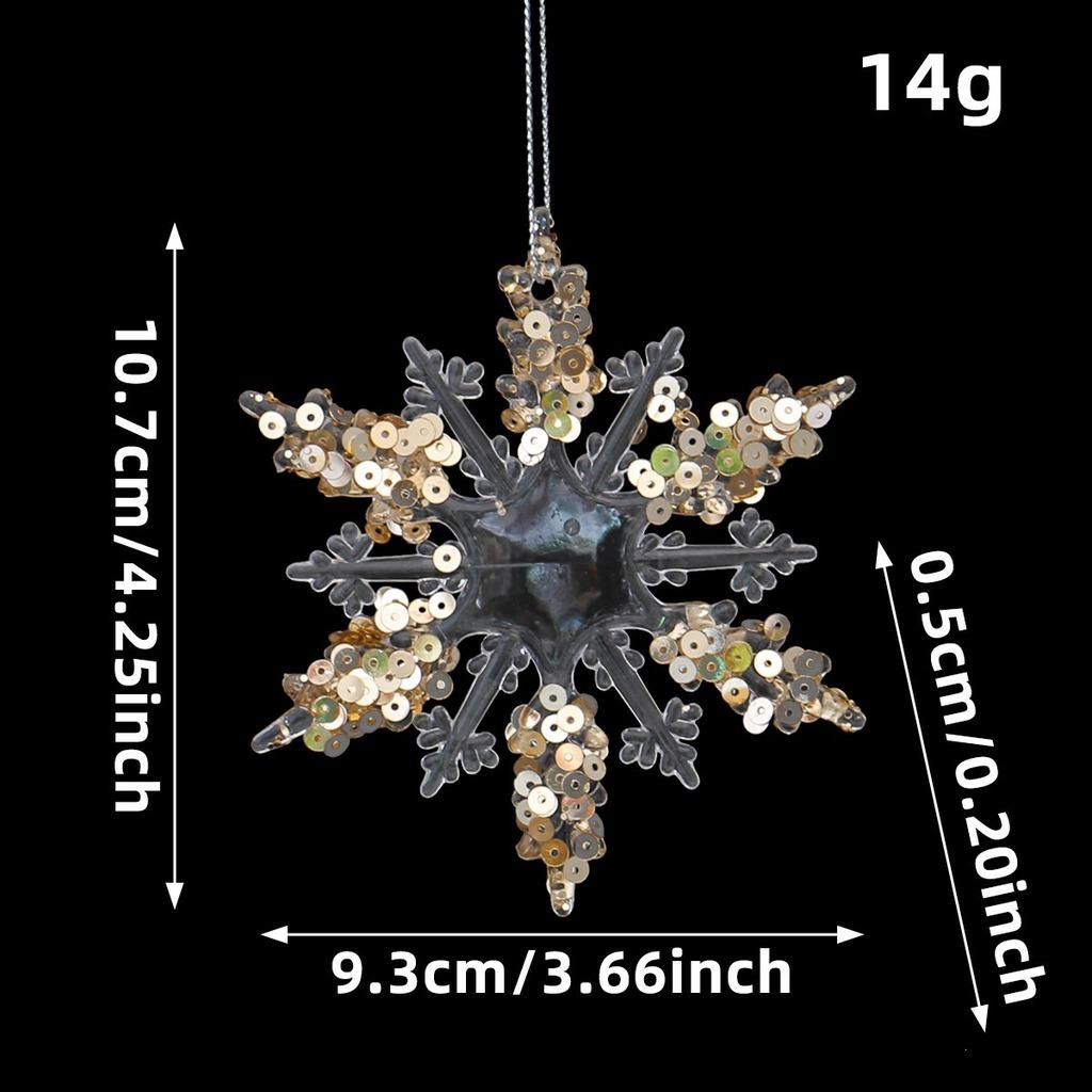 Acrylic Sequin Christmas Decorations Transparent Glitter Three-dimensional Snowflake Hanging Ornaments Christmas Tree Pendant