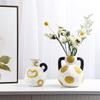 Creative Painted Polka Dot Irregular Ceramic Vase Entryway Decorative Art Hydroponic Flower Vase Craft Interior Aesthetic Decor