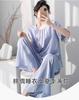 1011 New Cotton and Silk Pajamas for Women's Spring and Autumn Thin Short-sleeved Trousers Suit, Summer Large Size Solid Color Loungewear