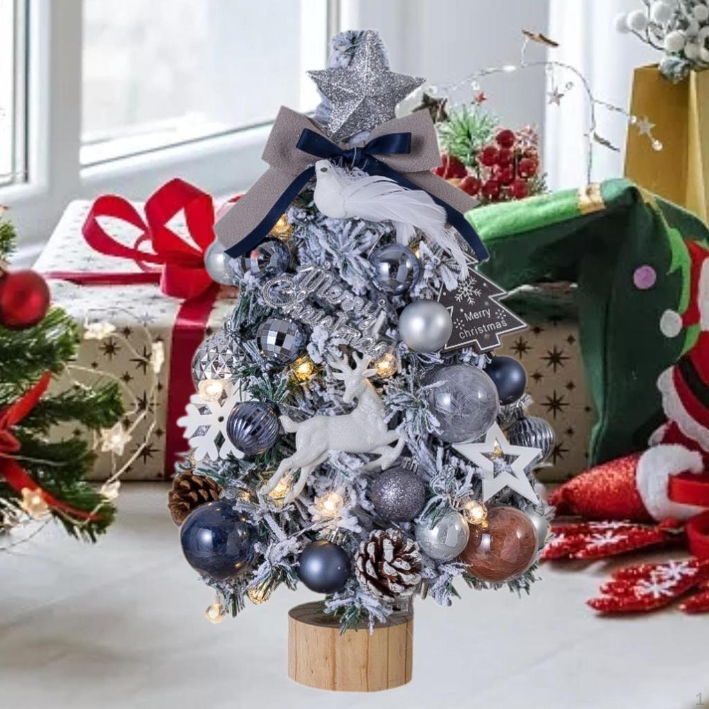 Mini Desk Christmas Tree with Lights,Small Artificial Tree,Lighted Tabletop