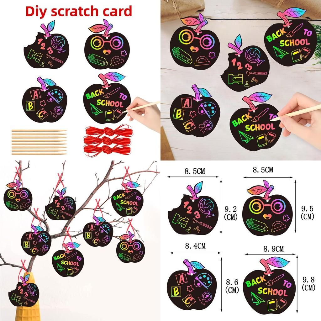 Shaped Colorful Diy Scratch Card Set Hanging School Props Decoration
