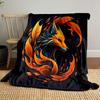 Fiery Fox with Elegant Swirling Leaves Patterned Blanket, Flannel, Suitable for All Seasons, Home Decor, Warm and Cozy