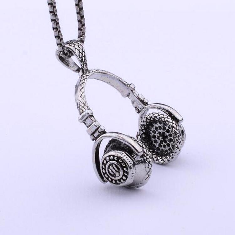 Hip Hop Rock Titanium Steel Unisex Headphone Necklace Pendant
