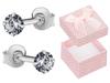 Silver Earrings With Zirconia Women's Studs Hoops 2Mm Posts Silver 925