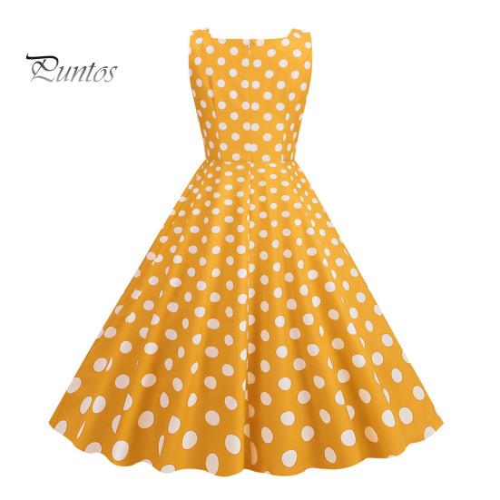 Vrouwenjurk Retro A-lijn Grote Swing Strak Hoge Taille Mouwloos Vierkante Hals Stippenprint Achterkant Rits Contrasterende Kleur 50s 60s Feest Bruiloft Prom Baljurk