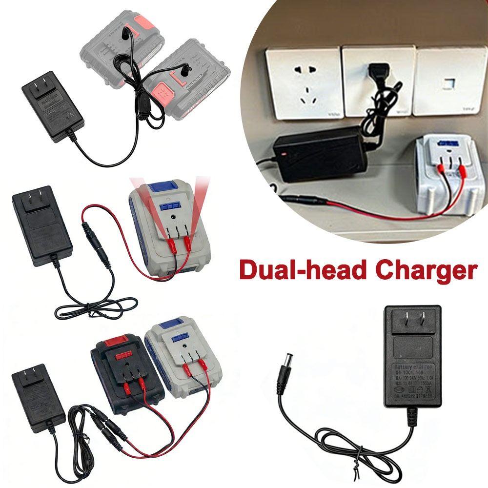 Portable 18/21V/24V Lithium Dual-head Charger Overload Protection Universal Lithium Battery Charger Plug-in Charger