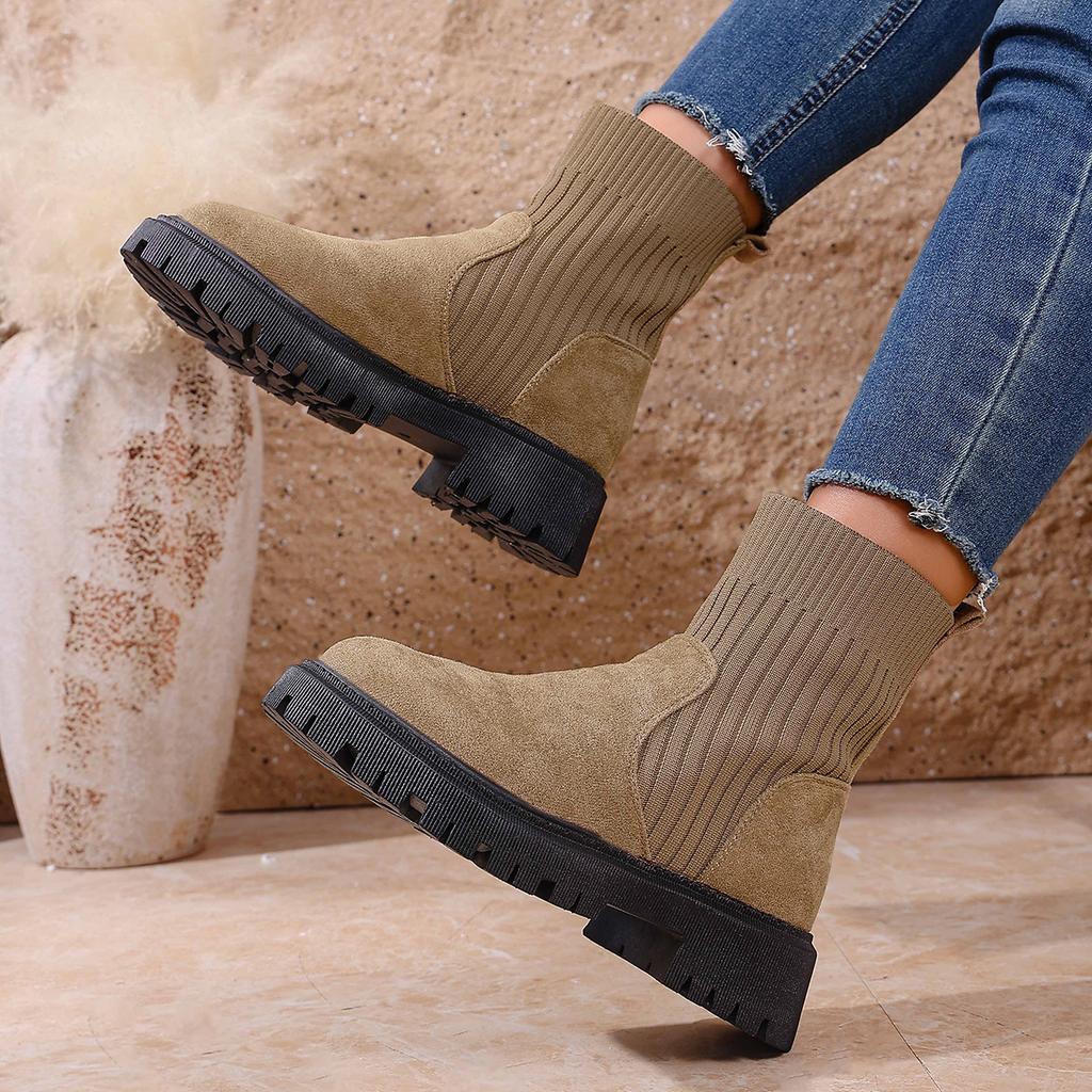 Nowe Damskie Buty Luksusowe Wsuwane Buty na Platformie Damskie Wygodne Outdoorowe Buty Projektanckie Moda Jesień Zima Botki