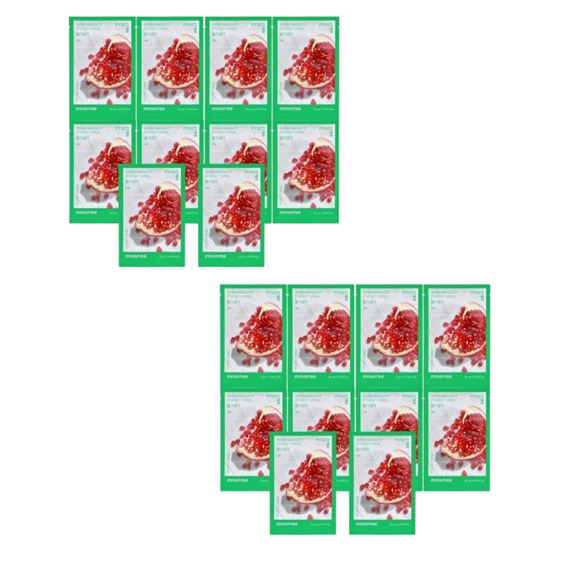 Innisfree Pomegranate Energy Mask 22ml x 10 Sheets | Firming & Revitalizing Sheet Mask with Pomegranate Extract | Korean Skincare