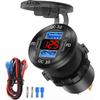 12V USB Outlet 4 Port Car Charger Socket, Dual PD USB C And Dual Quick Charge 3.0 Port Aluminum Charger With Red Voltmeter DIY Kit Waterproof For Car