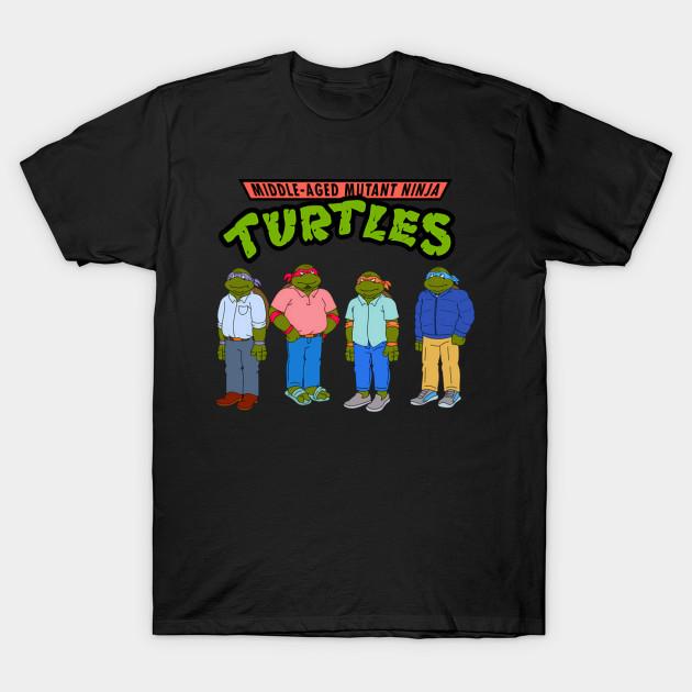 

Men Black Print T-shirt Middle-Aged Mutant Ninja Turtles No-Cut Transfer Paper Print Cotton Tshirt 2XL чёрный