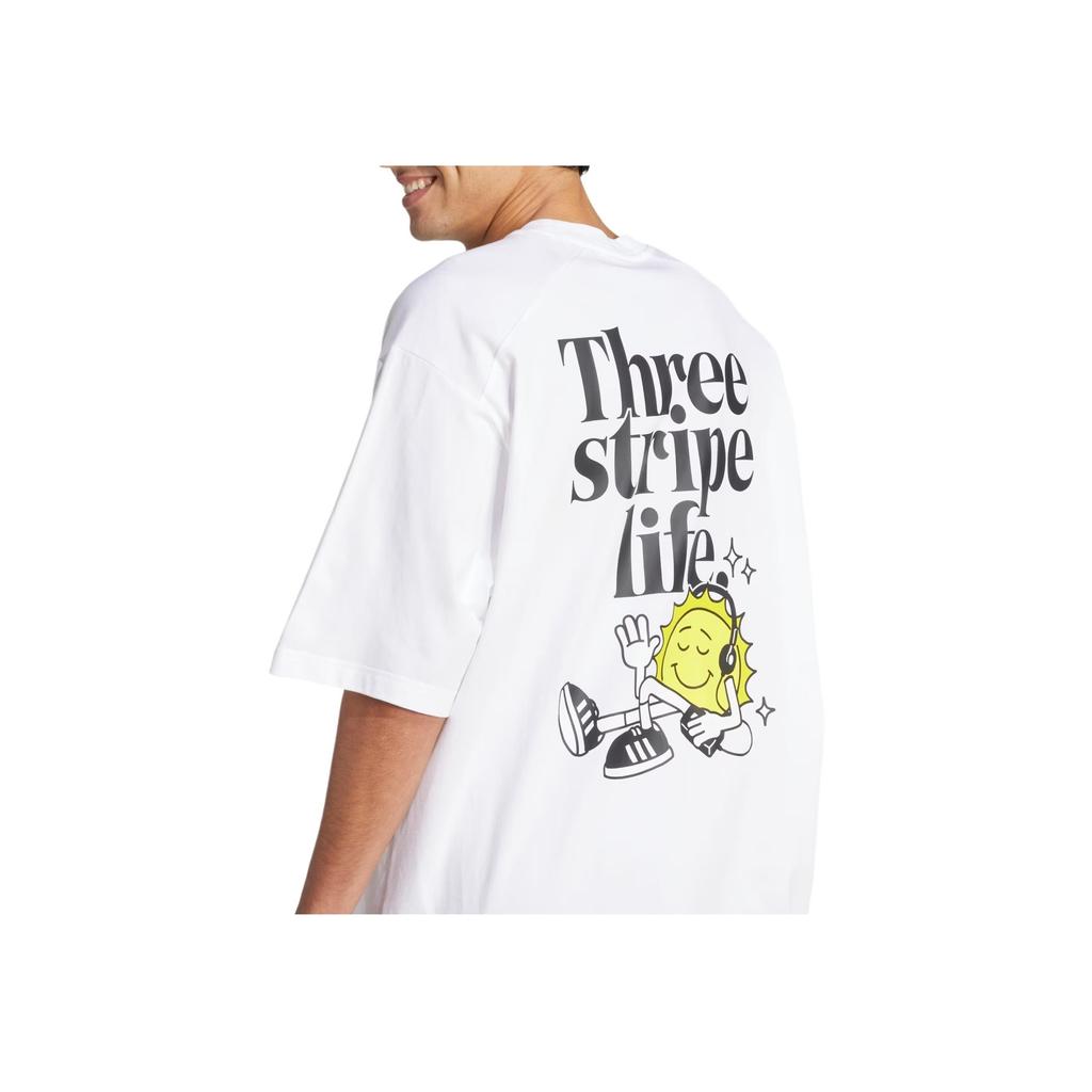 Adidas Bequemes Modisches Lässiges Kurzarm-T-Shirt Herren Tops Weiß JZ3255