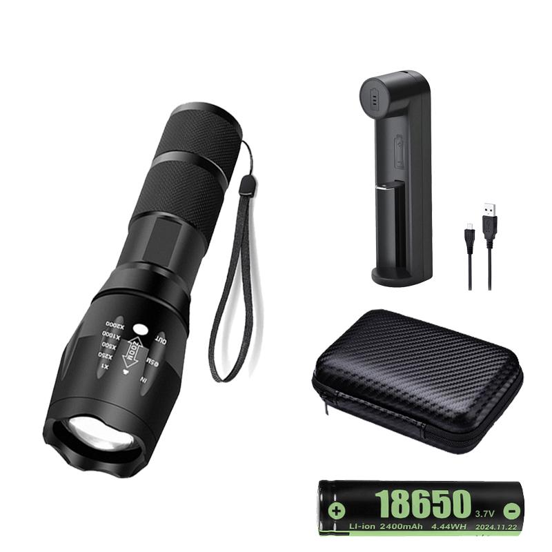 High Power LED Flashlight Rechargeable Tactical Flashlight Aluminum Alloy Telescopic Zoom Torch Lamp for Outdoor Camping Fishing