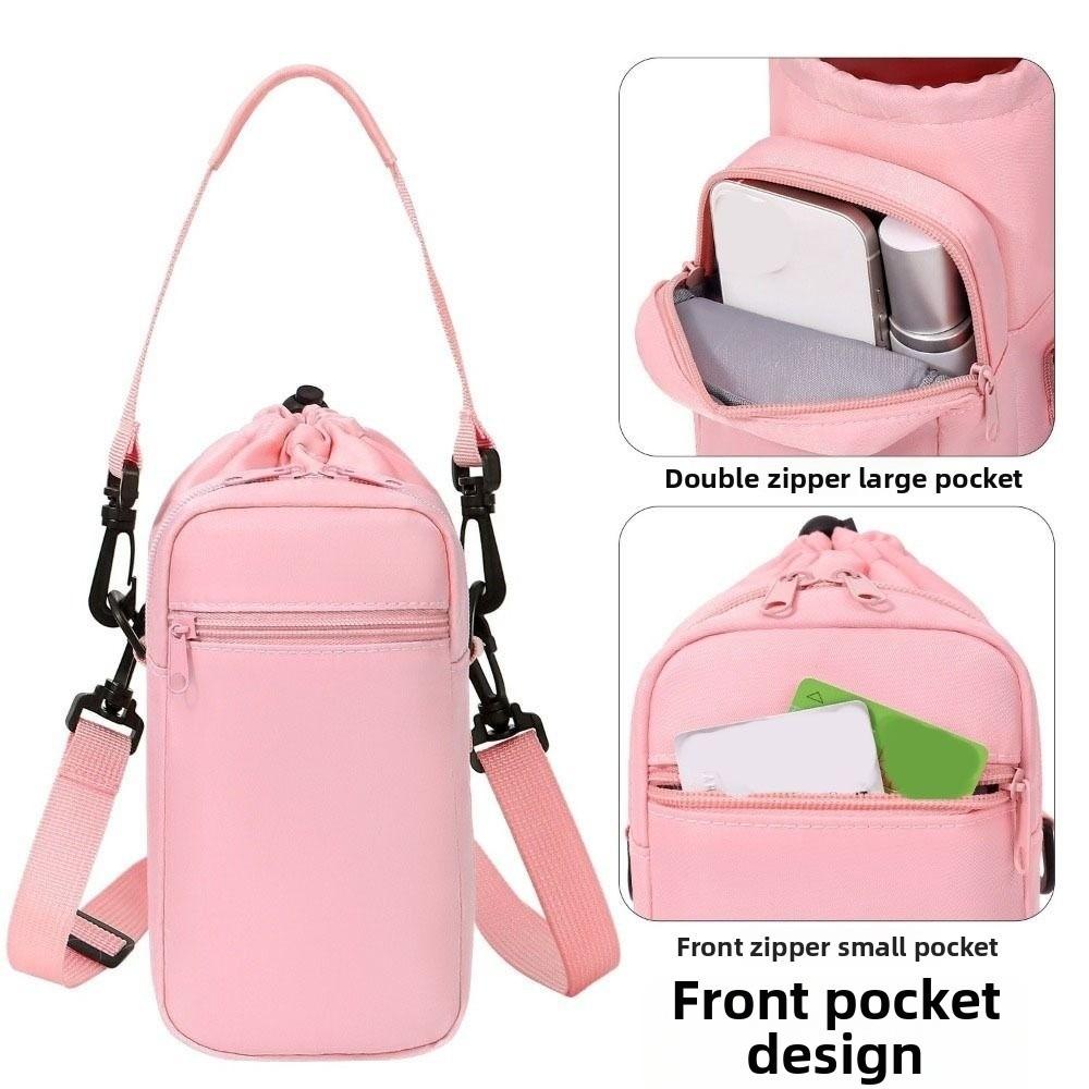Adjustable Shoulder Strap Crossbody Water Bottle Bag Insulation Water Bottle Carrier Bag  Walking