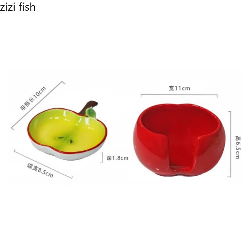 Apple Dipping Dish Ceramic Flavor Dish Set Seasoning Dishes Storage Jar Soy Sauce Vinegar Dishes Dessert Plate Gravy Boats Tray