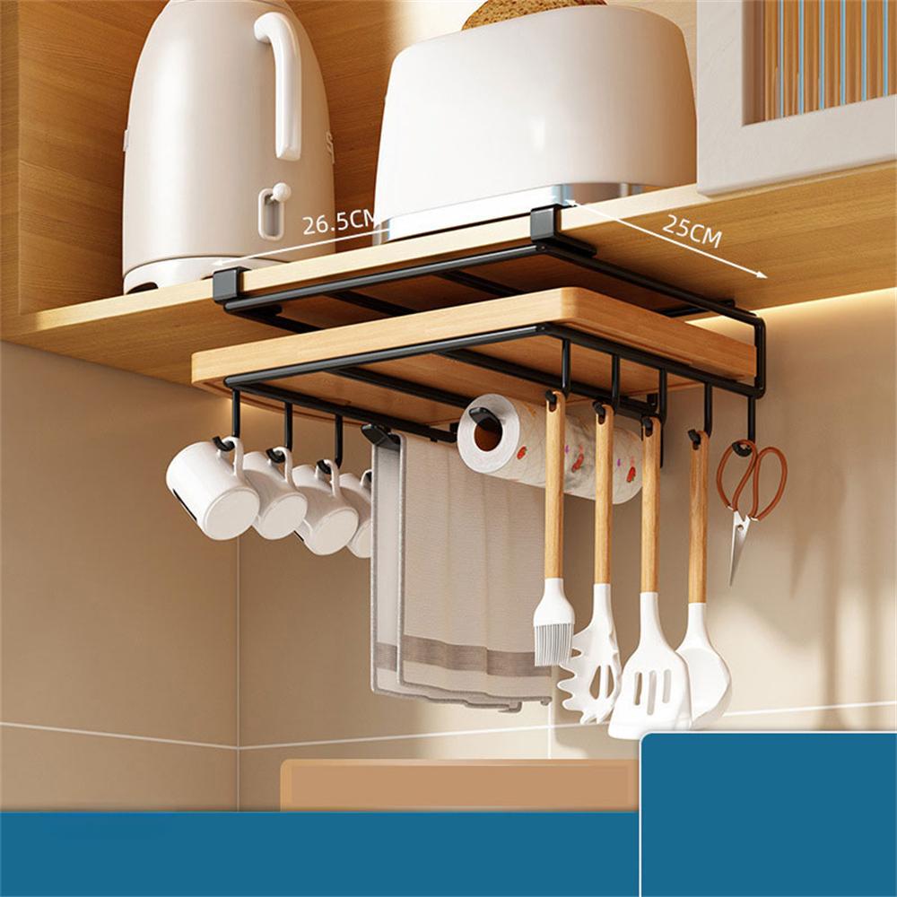 Под шкафом вешалка для бумажных полотенец, разделочная доска, держатель для крышки горшка, полка для хранения, кухонный подвесной органайзер, стойка с крючками Style4