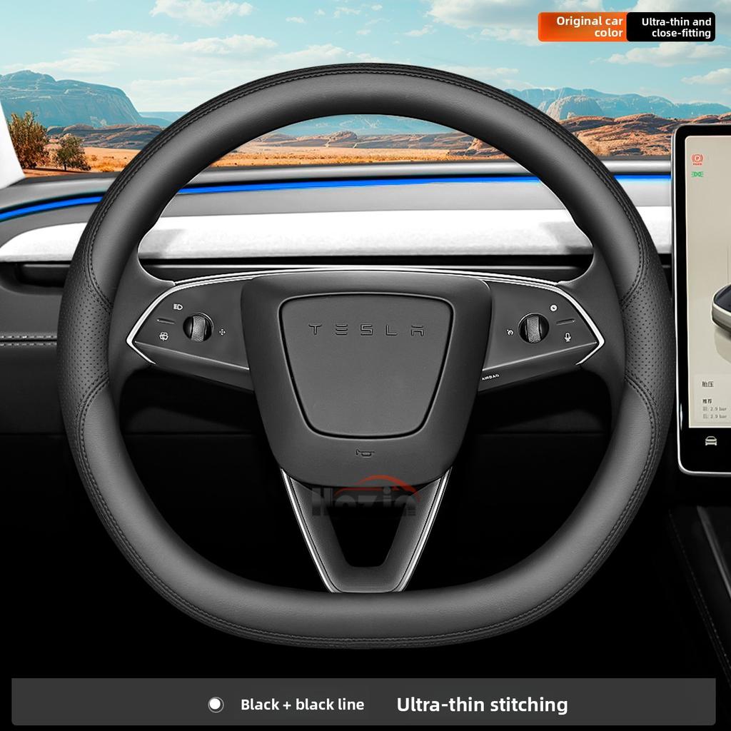 Leather Car Steering Wheel Cover for Tesla Model Y 3 2025 2026 Accessories