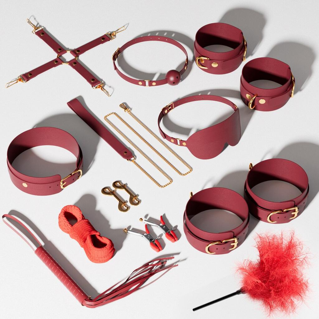JIUUY Adult SM Sex Products Kits Bondage Gear Collar Butt Oral Erotic Bundle Blindfold Whip Sex BDSM Sex Game for Couples