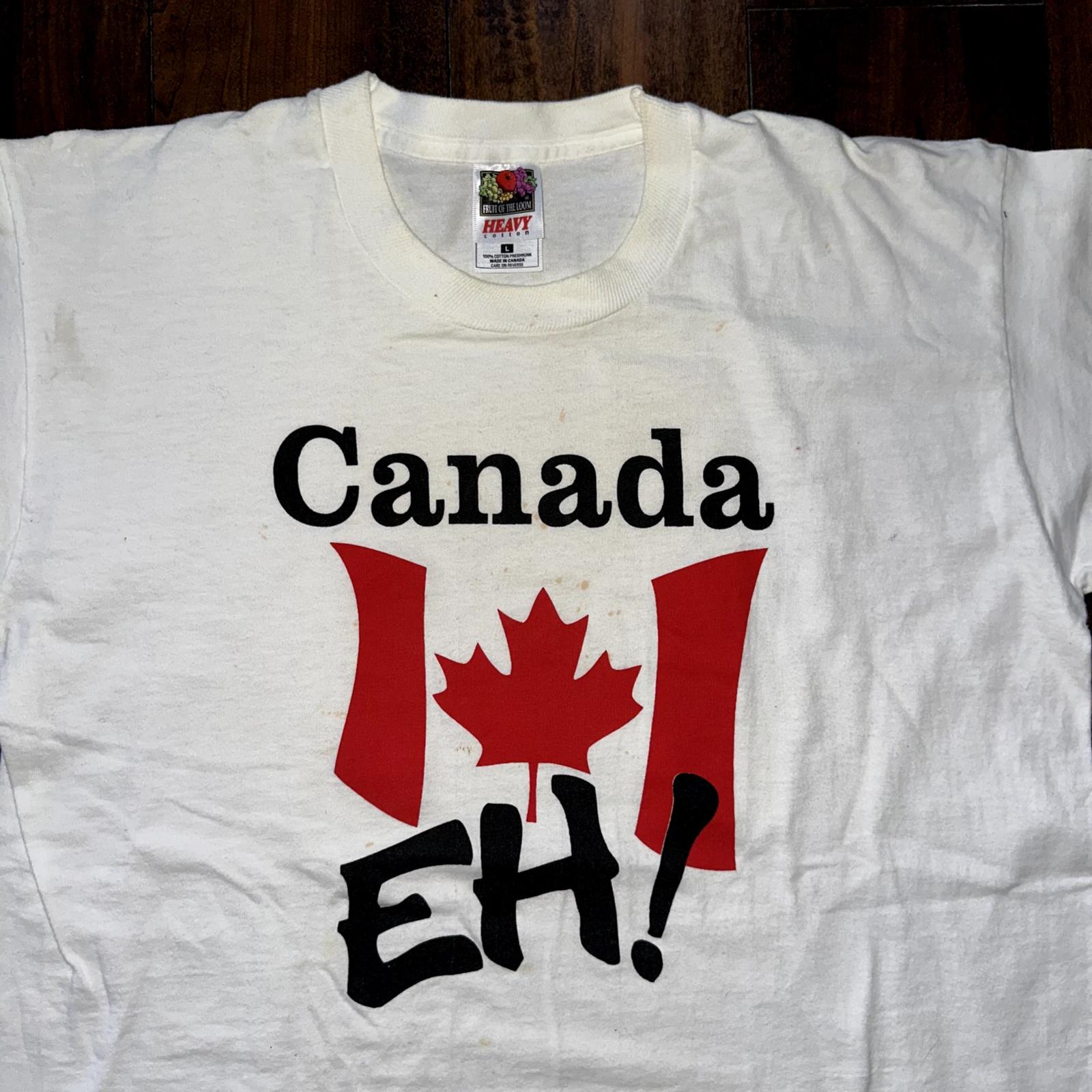 

Canada Eh Single Stitch 90s Vintage T Shirt 1990s Victoria Travel Love Rap Music XL