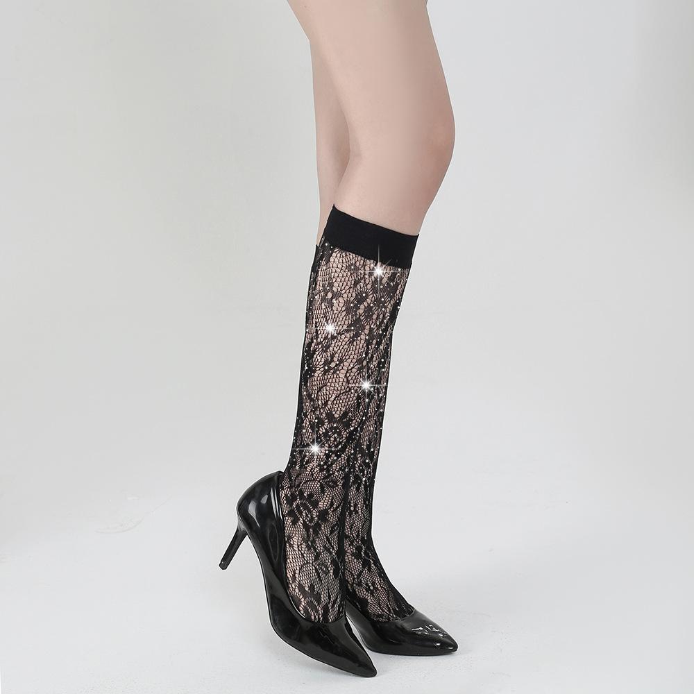 

White diamond hot diamond new short socks medium tube socks women s socks solid color hot sale One size simple package (white card + OPP) чёрный