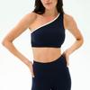 Spring/Summer One-Shoulder Yoga Set: Sexy Two-Piece Women's Fitness Outfit with Chest Pads