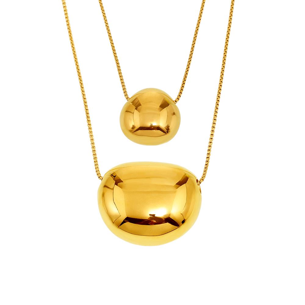 Qiong Yao Minimalist Gold Oval Bean Pendant Necklace Colorfast Fashion Clavicle Chain