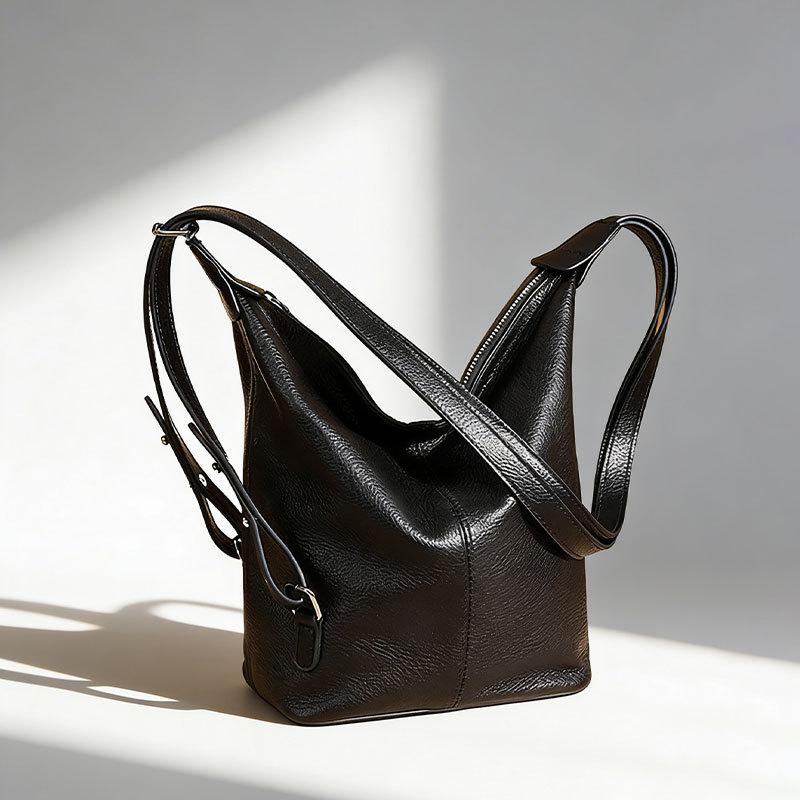 Shoulder Bag, New Genuine Leather Bucket Bag, Simple and Fashionable Bag, Women's Commuting Temperament Shoulder Bag