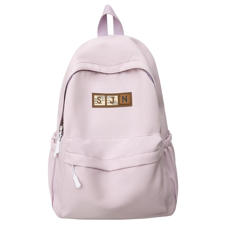 Schoolbag New Large Capacity Solid Color Backpack Middle School Student School Bag High Value Fashion Casual Lightweight Backpack Female