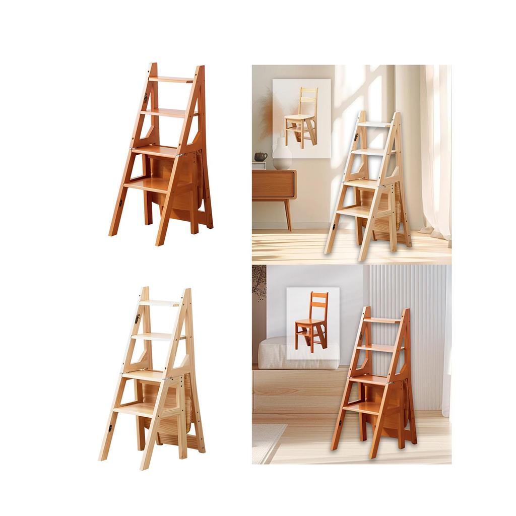 Folding Step Ladder Chair Library Stair Chair for Kitchen Living Room Yard