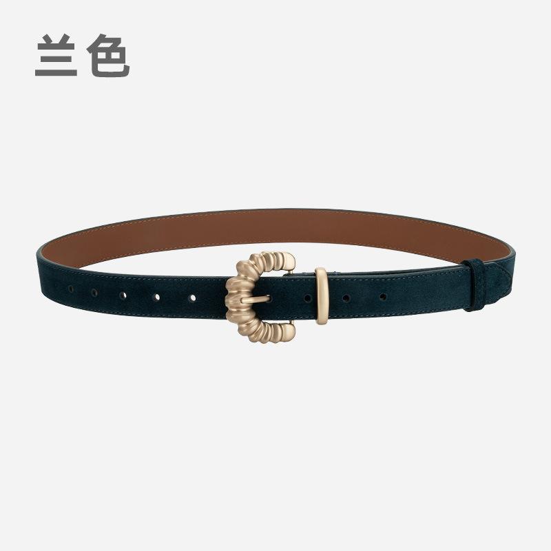 Frosted Velvet Leather Women'S Belt With Jeans Dress Decorative Pin Buckle Belt Women'S