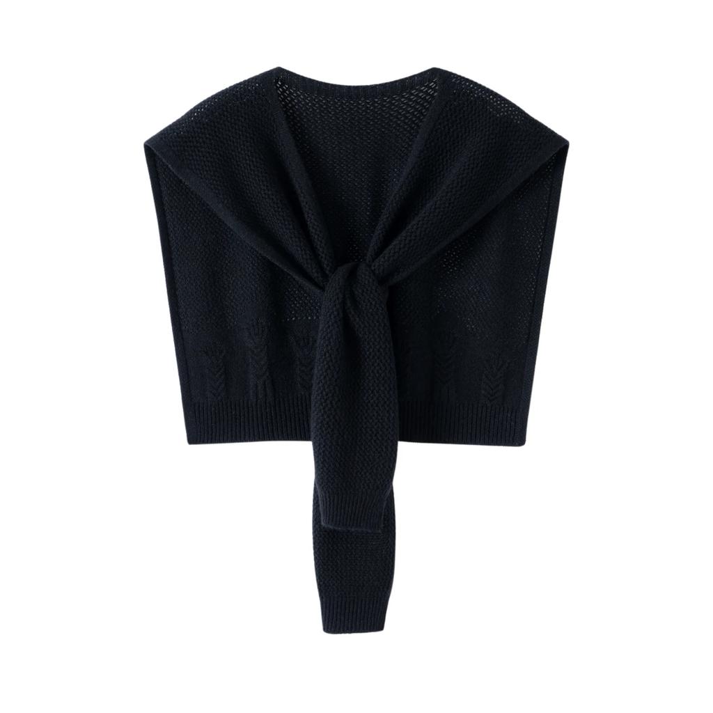 100% Cashmere Knitted Hollow Square Shawl Solid Color Windproof Elegant Wrap Winter Fashion Multiple Function Banquet Accessory