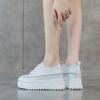 Leather little white shoes women's autumn waterproof women's shoes new thick-soled muffin shoes inner height increase casual single shoes women