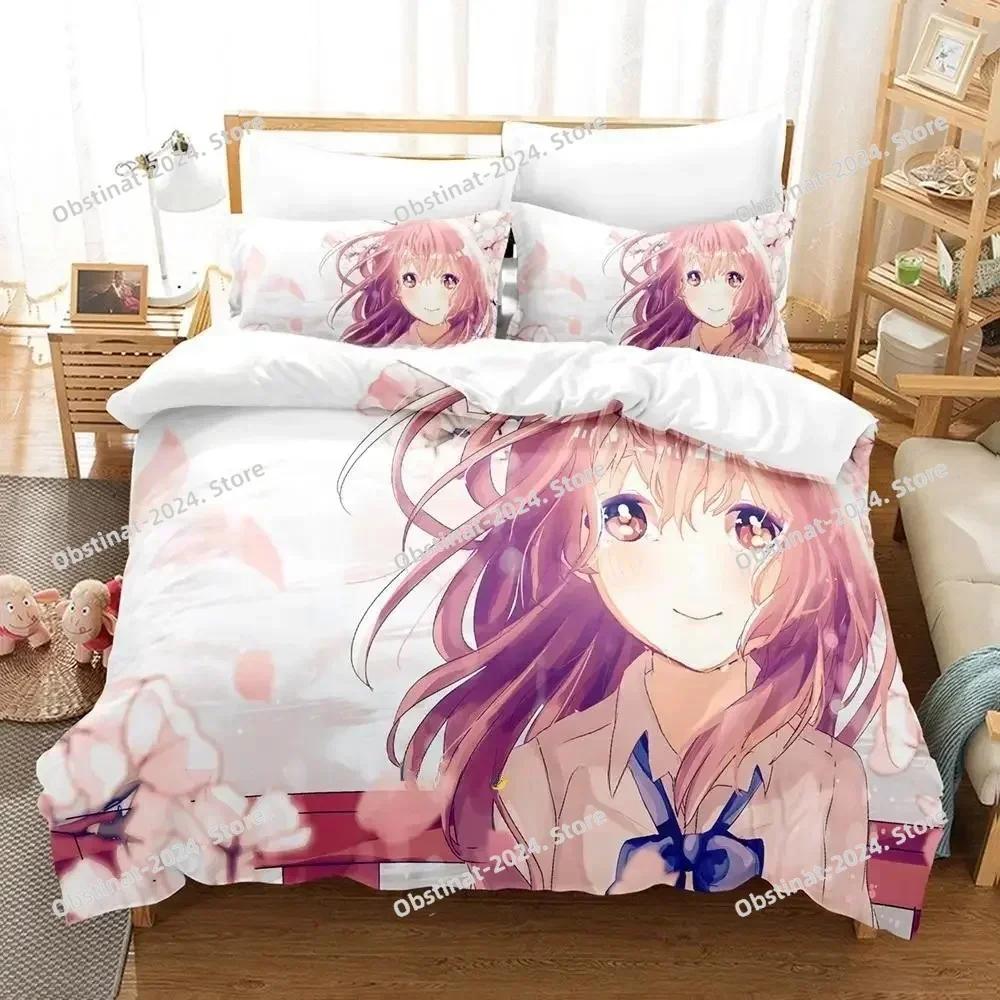 3d Anime Film A Silent Voice Bedding Set Printed single Comforter Quilt Bed Duvet Cover Pillow Case 3 Pieces Set Kids Adult Size