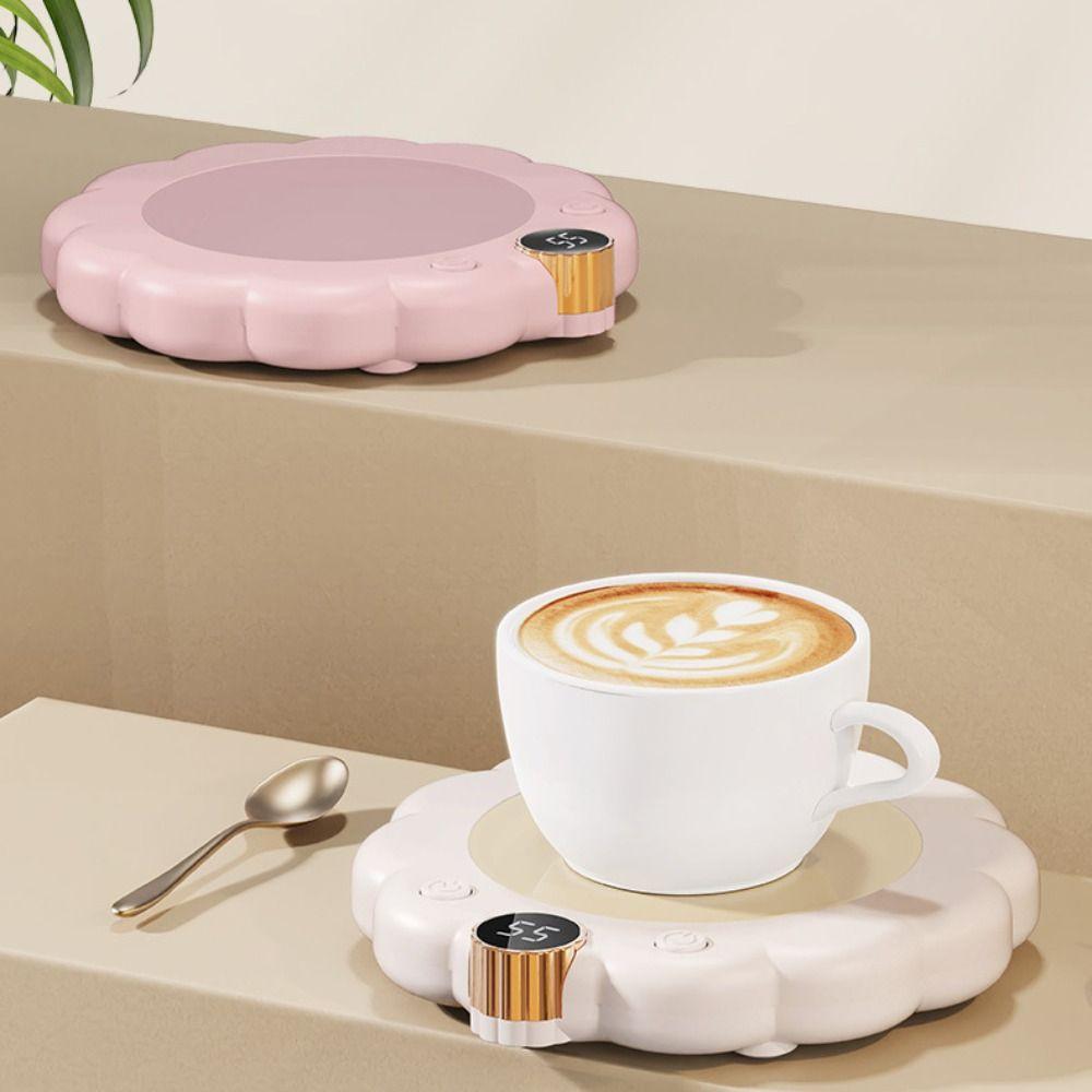Flower Shaped Thermostatic Coaster Adjustable Temperature Electric Heating Cup Pad Dormitory