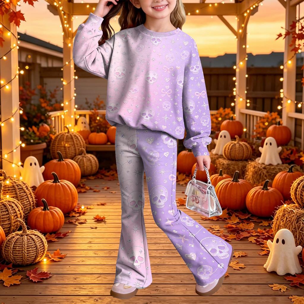 Kids Casual Long Sleeve Top and Pants 2-Piece Outfit Set for Boys Girls Everyday Wear