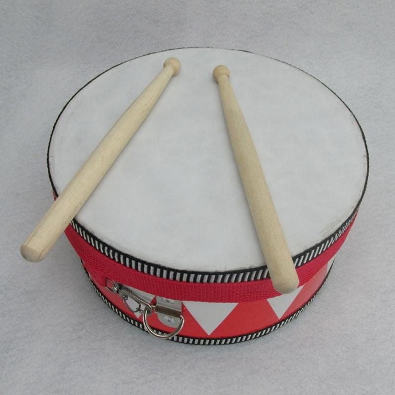 Children's Drum Toy with Wood Frame, Polyester Drumhead, Two Drumsticks, and Strap for Home Play and School Shows