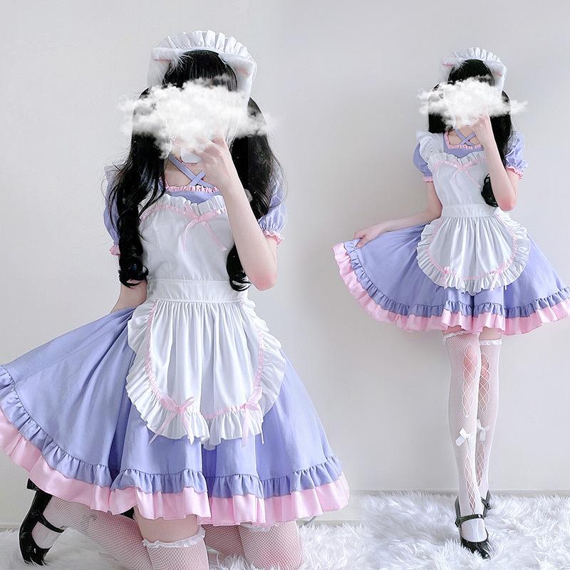 Japanese black and white cos cafe maid costume cosplay anime costume lolita lolita dress