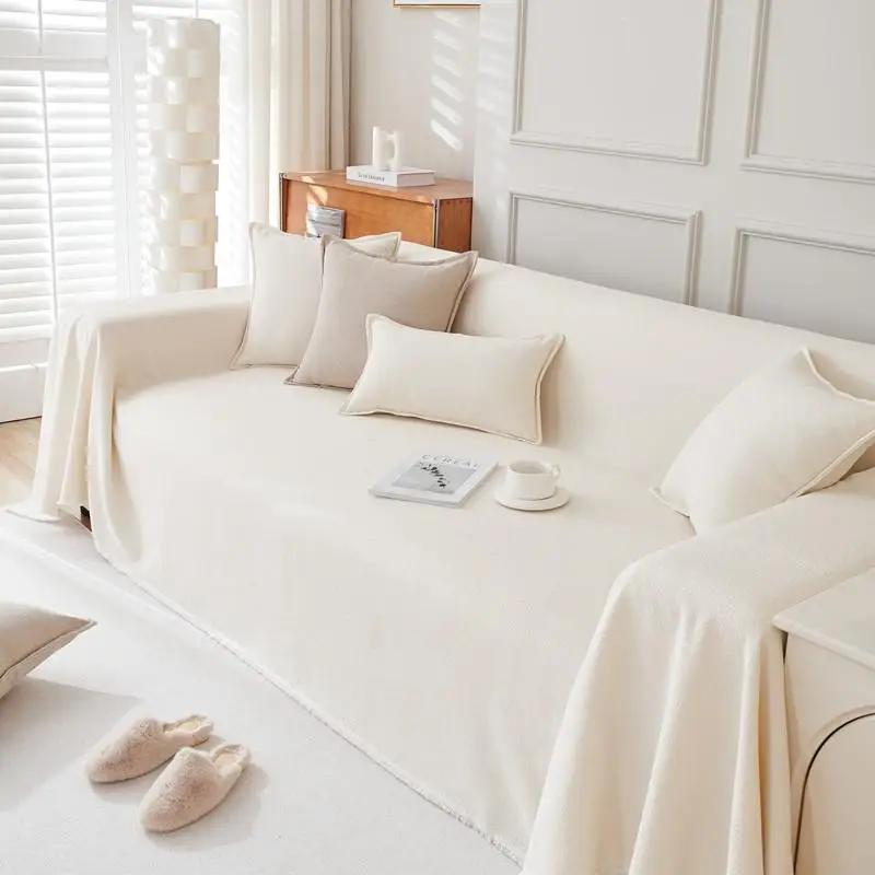 Teddy Velvet Waterproof Couch Towel Simple Solid Color Four Season Universal Furniture Cover Prevent Cat Scratching Blanket
